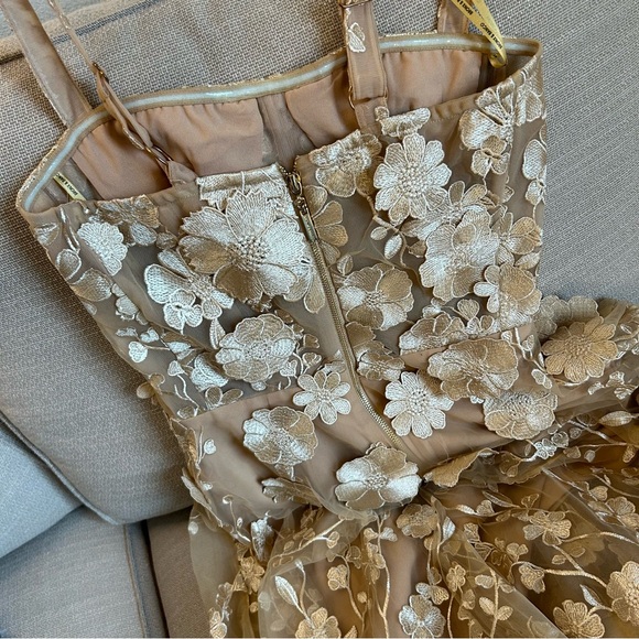 NEW  BRONX AND BANCO Jasmine Gold Gown Maxi Dress Gold Sequin Floral - Picture 11 of 14